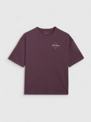4F T-shirt oversize z nadrukiem damski - fioletowy XS. Fioletowe t-shirty sportowe 4f, uniwersalny, bez wzorów, z bawełny, bez ramiączek. Za 59.99 zł.
