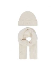 Calvin Klein Jeans Zestaw szalik i czapka Knitted Scarf Beanie Giftbox LVCKFJP00N Kremowy. Białe szaliki i kominy Calvin Klein Jeans, bez wzorów, z bawełny. Za 209.99 zł.