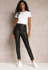 Czarne Legginsy High Waist z Ekoskóry Wasica. Czarne legginsy Renee, bez wzorów, z jeansu, długie. W wyprzedaży za 55.99 zł.