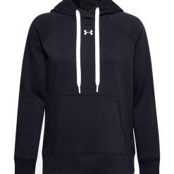 Damska Bluza Z Kapturem Rival Fleece Hoodie. Czarne bluzy Under Armour, xl, bez wzorów, bez ramiączek, z kapturem. Za 292.99 zł.