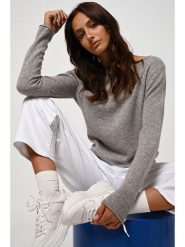 AUTHENTIC CASHMERE Kaszmirowy sweter "Criou" w kolorze szarym rozmiar: M. Szare swetry AUTHENTIC CASHMERE, m, bez wzorów, z kaszmiru, bez ramiączek. Za 237.73 zł.