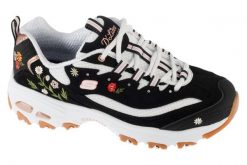 Buty sportowe Sneakersy damskie, D Lites. Czarne buty treningowe Skechers, bez wzorów, z materiału, przed kostkę, bez zapięcia, trekkingowe. Za 359.99 zł.