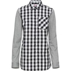 Koszula w kratę z rękawami z dzianiny shirtowej bonprix czarno-kremowy. Koszule marki QUECHUA. Za 37.99 zł.
