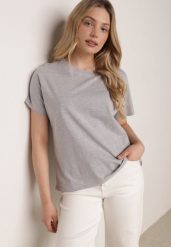 Szary T-shirt Bawełniany Klasyczny o Fasonie Oversize z Dłuższym Tyłem Nemedora. Szare t-shirty Born2be, m, bez wzorów, z bawełny, eleganckie, bez kołnierzyka, bez ramiączek. Za 39.99 zł.