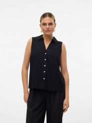 Vero Moda Bluzka w kolorze czarnym rozmiar: S. Czarne bluzki Vero Moda, s, bez wzorów, bez kołnierzyka, bez ramiączek. Za 33.06 zł.
