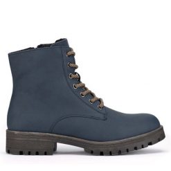 Botki Clara Barson. Niebieskie botki Clara Barson, bez wzorów, bez obcasa, na płaskiej podeszwie, bez zapięcia. Za 111.99 zł.
