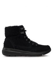 Skechers Botki Glacial Ultra Woodlands 16677/BBK Czarny. Czarne botki Skechers, bez wzorów, z materiału, bez obcasa, na płaskiej podeszwie, bez zapięcia. Za 249.99 zł.