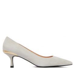 Czółenka LOVE MOSCHINO. Szare czółenka Love Moschino, bez wzorów, bez obcasa, bez zapięcia. Za 906.99 zł.