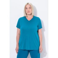 Damskie Bluzka funkcyjna antybakteryjny materiał dekolt w serek rękaw 1/2. Zielone t-shirty sportowe Ulla Popken, plus size, bez wzorów, z materiału, bez ramiączek. Za 195.99 zł.