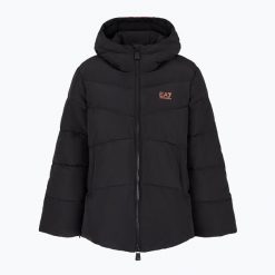 Kurtka damska EA7 Emporio Armani Train Logo Series Extra Padded Tape. Czarne kurtki EA7 Emporio Armani, l, bez wzorów, z materiału, eleganckie, bez kaptura. Za 989.99 zł.