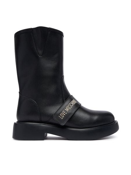 LOVE MOSCHINO Botki JA24064G1PIA0000 Czarny. Czarne botki Love Moschino, bez wzorów, ze skóry, bez obcasa, na płaskiej podeszwie, bez zapięcia. Za 1,299.00 zł.