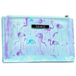 Duży portfel damski wykonany ze skóry ekologicznej w błękitnym kolorze ze wzorem we flamingi 4U Cavaldi CHWJ-10. Niebieskie portfele 4U Cavaldi, bez wzorów, ze skóry ekologicznej. Za 29.99 zł.