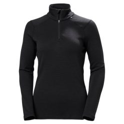 Bluza damska 1/2 zip Helly Hansen Lifa Merino Midweight. Czarne bluzy Helly Hansen, bez wzorów, bez ramiączek, bez kaptura. Za 434.50 zł.