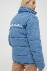 Karl Kani kurtka jeansowa damska kolor niebieski zimowa oversize. Niebieskie kurtki Karl Kani, na zimę, l, z aplikacjami, z jeansu, bez kaptura. W wyprzedaży za 379.99 zł.