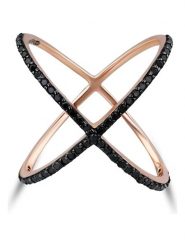 DI GIORGIO Pozłacany pierścionek z cyrkoniami rozmiar: 56. Czarne pierścionki DI GIORGIO, z cyrkonią, pozłacane. Za 187.52 zł.