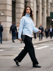 Sweter z golfem - błękitny. Niebieskie swetry Sinsay, l, bez wzorów, bez ramiączek. Za 49.99 zł.