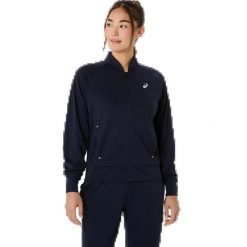 Damska bluza dresowa Asics Warm-Up. Niebieskie bluzy ASICS, m, bez wzorów, z dresówki, bez ramiączek, bez kaptura. Za 272.35 zł.