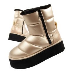 Buty, śniegowce Karl Lagerfeld Thermo KL48554HGD złoty. Żółte śniegowce bez wzorów, z futra, bez zapięcia. Za 1,070.11 zł.
