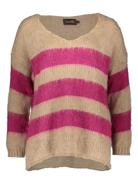 Miss goodlife Sweter "Stripes" w kolorze beżowo-różowym rozmiar: XL. Brązowe swetry miss goodlife, xl, bez wzorów, z wełny, bez ramiączek. Za 148.96 zł.