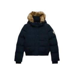 Damska kurtka puchowa Superdry Everest. Niebieskie kurtki Superdry, xl, bez wzorów, z futra, z kapturem. Za 776.50 zł.