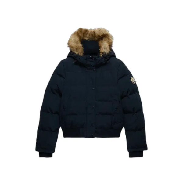 Damska kurtka puchowa Superdry Everest. Niebieskie kurtki Superdry, xl, bez wzorów, z futra, z kapturem. Za 776.50 zł.