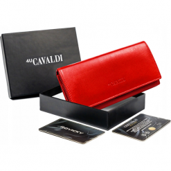 Portfel czerwony Cavaldi RD-12-GCL-7314 RED. Czerwone portfele 4U Cavaldi, bez wzorów, ze skóry. Za 60.00 zł.
