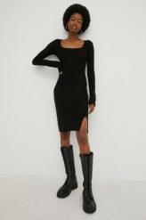 Answear Lab sukienka kolor czarny mini dopasowana. Czarne sukienki Answear Lab, l, bez wzorów, z dzianiny, bez kołnierzyka, bez ramiączek, maxi, dopasowane. Za 239.99 zł.