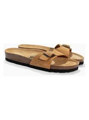 Sunbay Skórzane klapki "Jasmin" w kolorze karmelowym rozmiar: 37. Brązowe klapki Sunbay, bez wzorów, klasyczne, z otwartym noskiem, bez obcasa, bez zapięcia. Za 169.95 zł.