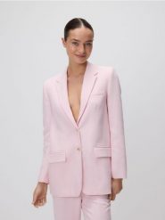 Marynarka z lyocellem - pastelowy róż. Czerwone marynarki i żakiety Reserved, l, bez wzorów, z lyocellu, bez ramiączek. Za 229.99 zł.