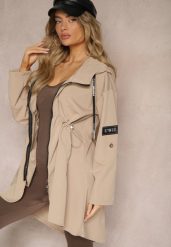 Beżowa Kurtka Oversize Wiatrówka Ceshela. Brązowe kurtki Renee, l, bez wzorów, eleganckie, bez kaptura. W wyprzedaży za 97.49 zł.