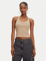 Juicy Couture Top Tied JCWCT125306 Beżowy Slim Fit. Brązowe topy Juicy Couture, xl, bez wzorów, z bawełny, bez kołnierzyka, bez ramiączek. Za 119.99 zł.