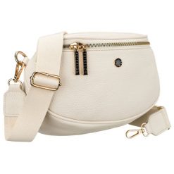 Modna, jasnobeżowa nerka damska ze skóry ekologicznej - Peterson. Brązowe nerki i saszetki Peterson, bez wzorów, ze skóry ekologicznej, bez dodatków. Za 74.00 zł.