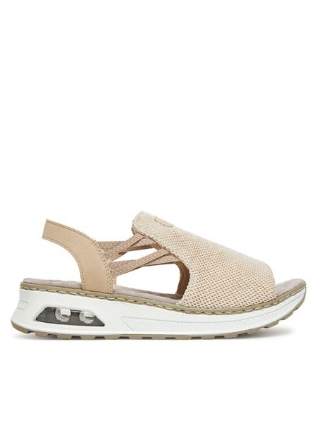 Rieker Sandały 65661-60 Beżowy. Brązowe sandały Rieker, bez wzorów, bez obcasa, na płaskiej podeszwie, bez zapięcia. Za 329.99 zł.