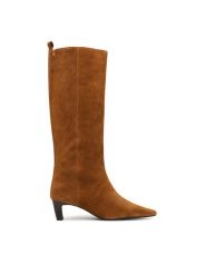 Tommy Hilfiger Kozaki Kitten Heel Suede High Boot FW0FW09655 Brązowy jasny. Brązowe kozaki Tommy Hilfiger, bez wzorów, ze skóry, bez obcasa, na słupku, bez zapięcia. Za 849.99 zł.