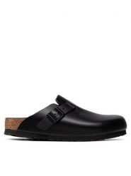 Birkenstock Klapki Boston Bs 0060193 Czarny. Czarne klapki Birkenstock, bez wzorów, ze skóry, bez obcasa, bez zapięcia. Za 629.99 zł.