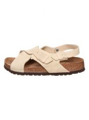 Birkenstock Skórzane sandały "Tulum" w kolorze beżowym rozmiar: 41. Brązowe sandały Birkenstock, bez wzorów, klasyczne, z otwartym noskiem, bez obcasa, bez zapięcia. Za 408.03 zł.
