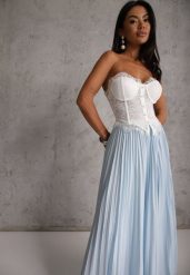 Niebieska Spódnica High Waist Zdobiona Drobnym Plisowaniem Aniope. Niebieskie spódnice Renee, na co dzień, m, z aplikacjami, casualowe, maxi, dopasowane. Za 119.99 zł.