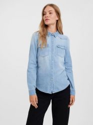 Vero Moda Bluzka w kolorze błękitnym rozmiar: XS. Niebieskie bluzki Vero Moda, xs, bez wzorów, z bawełny, bez kołnierzyka, bez ramiączek. Za 86.99 zł.