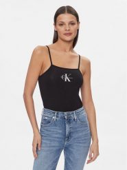 Calvin Klein Jeans Body Monologo J20J223421 Czarny Slim Fit. Czarne body i gorsety Calvin Klein Jeans, bez wzorów, z bawełny, bez ramiączek. Za 99.99 zł.