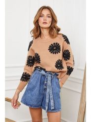 Joséfine Sweter "Banshee" w kolorze czarno-karmelowym rozmiar: M. Brązowe swetry Joséfine, m, bez wzorów, bez ramiączek. Za 227.85 zł.