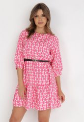 Fuksjowa Sukienka z Paskiem Actiolea. Czerwone sukienki Born2be, l, bez wzorów, klasyczne, bez kołnierzyka, bez ramiączek, mini. Za 219.99 zł.