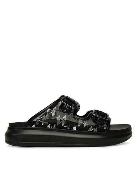KARL LAGERFELD Klapki Kapri Slide KL62505A Czarny. Czarne klapki KARL LAGERFELD, bez wzorów, z materiału, bez obcasa, bez zapięcia. Za 479.99 zł.