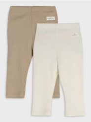Prążkowane legginsy 2 pack - kremowy. Białe legginsy sportowe Sinsay, l, bez wzorów, prążkowane. Za 19.99 zł.