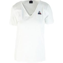 T-shirt do tenisa damski ESS Tee SS Col V N°1 W. Białe t-shirty Le Coq Sportif, xs, bez wzorów, z bawełny, sportowe, bez kołnierzyka, bez ramiączek. W wyprzedaży za 108.10 zł.
