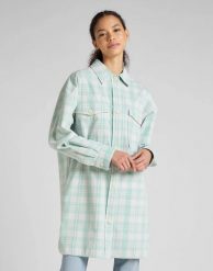 LEE ELONGATED OVERSHIRT DAMSKA KOSZULA DUSTY JADE L50WAA41 112321257. Koszule Lee, l, bez wzorów, bez kołnierzyka, bez ramiączek. Za 199.99 zł.