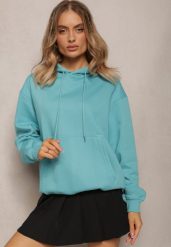 Niebieska Bluza o Fasonie Klasycznej Kangurki z Kapturem Lunamoon. Niebieskie bluzy Renee, bez wzorów, casualowe, bez ramiączek, z kapturem. W wyprzedaży za 63.99 zł.