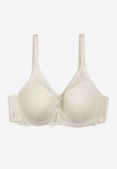 Jasnobeżowy Biustonosz Koronkowy Full Cup na Regulowanych Ramiączkach Rosalines. Brązowe biustonosze Born2be, bez wzorów, z koronki. Za 59.99 zł.