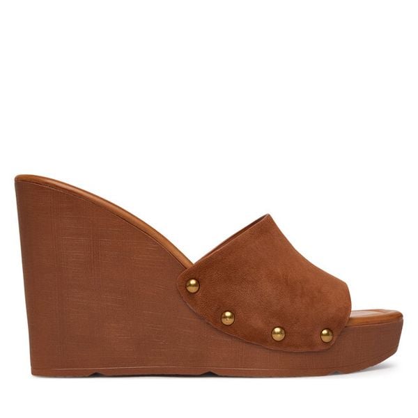 Klapki Aldo. Brązowe klapki Aldo, bez wzorów, bez obcasa, bez zapięcia. Za 339.99 zł.