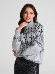 Sweter z golfem - szary. Szare swetry Sinsay, l, bez wzorów, z materiału, bez ramiączek. Za 69.99 zł.