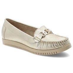 Złote Mokasyny Armodo Eleganckie Obuwie Damskie. Żółte mokasyny Armodo, z aplikacjami, ze skóry. Za 305.99 zł.